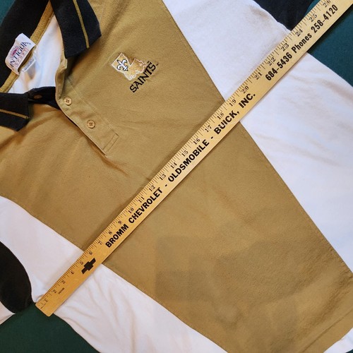 Vintage Orleans Saints Polo Herren XL bestickt NFL Made Hong Kong Gold und Schwarz - Bild 12 von 12