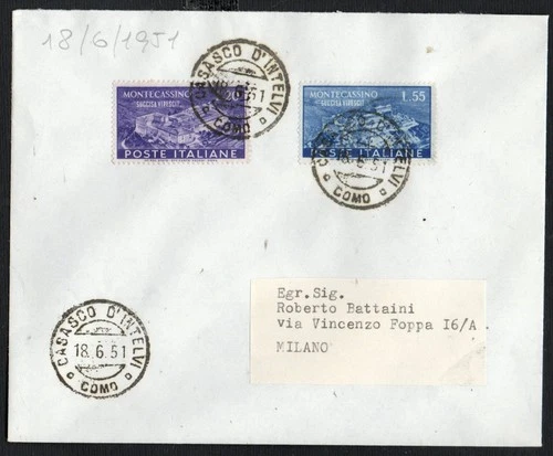 1951 ITALY REPUBLIC N.664/665 ON FDC TRAVELLED