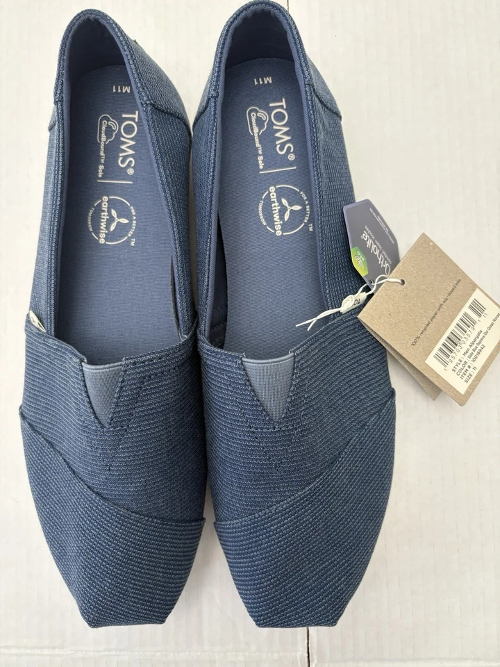 Zapatos sin cordones Toms Alpargata para hombre talla 11 azul pizarra Repreve Our Ocean tejidos nuevos con etiquetas Foto 3 de 4