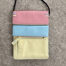 Vintage TULA Leather Purse Bag Document Organiser  preloved crossbody pastel 