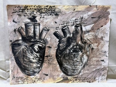 LEONARDO DA VINCI  drawing and painting on old paper signed stamped vintage