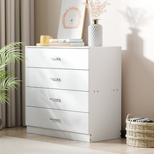 High Gloss White Chest of Drawers Modern Bedroom Furniture 4 Draw Dressing Table