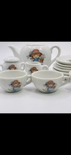 VTG Holly Hobbie miniature tea set, porcelain 1970s signature "pioneer girl
