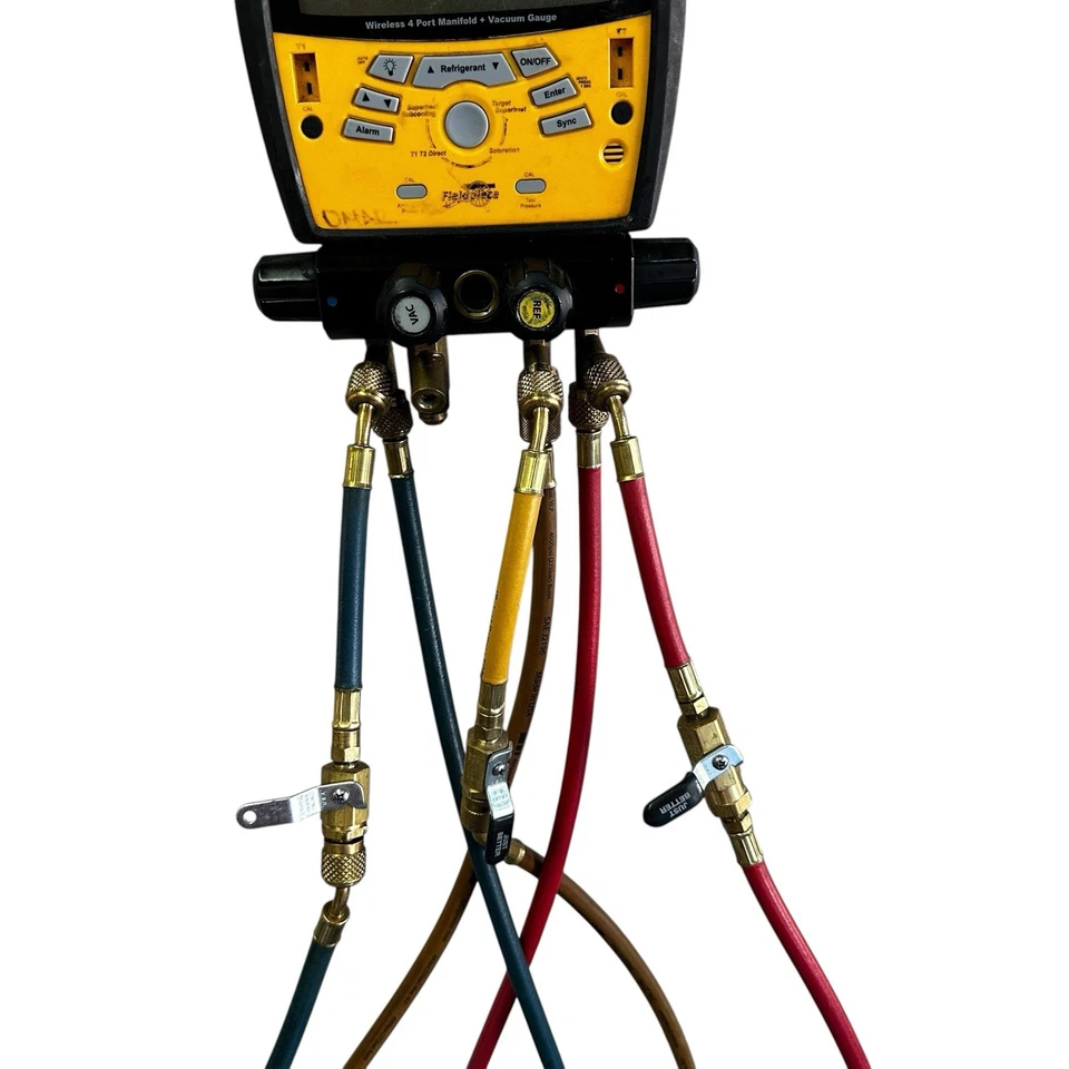 Colector digital inalámbrico Fieldpiece SMAN4 4 puertos con medidor de micrones y mangueras Foto 2 de 4