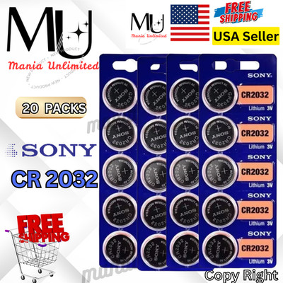 20X Pack Fresh Brand New Sony CR2032 3V Button Lithium Coin Battery  Expire2034+