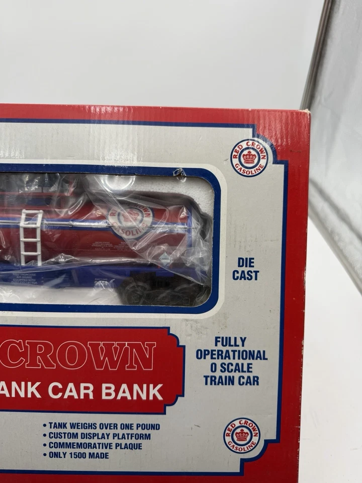 K-Line O Gauge Red Crown Gasoline Vintage Diecast Riveted Tank Car Bank NIB - Image 2 of 4