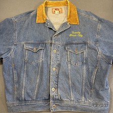 JACKET JEAN Denim  Mens XL TRUCKER  Button Up COAT NFL BRANDED MUSIC CITY LOGO