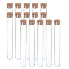 15Pcs 150x20mm 30ml Plastic Test Tube DIY with Cork Stoppers Tubes