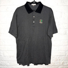 Peter Millar Short Sleeve Black White Striped Pine Valley Golf Polo Shirt Sz L
