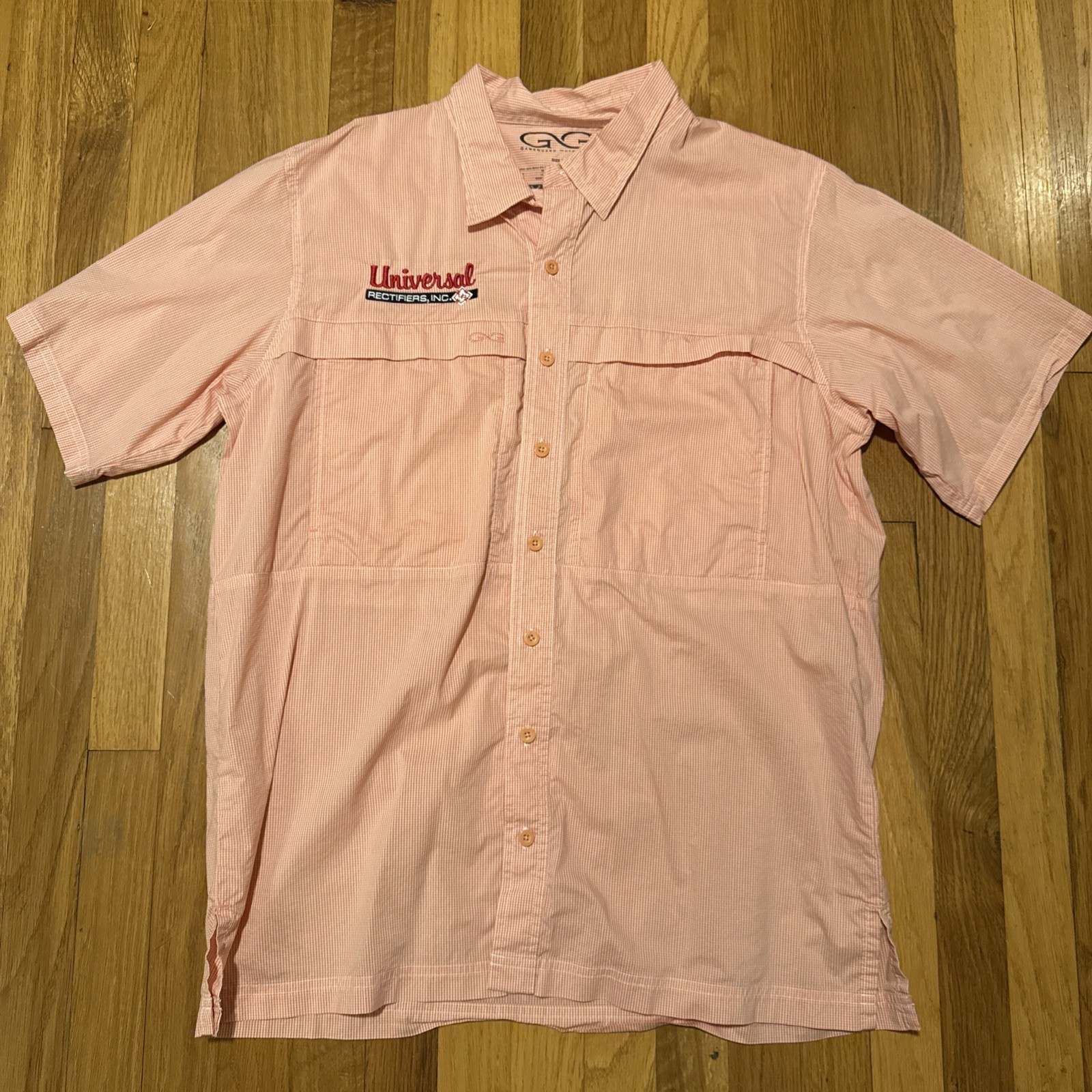 GameGuard Short Sleeve Button Down Red Vented Fishing Shirt Men's Large