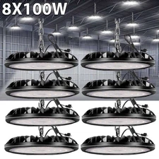 8 Pack 100W UFO LED High Bay Light Shop Warehouse Industrial Factory Commercial