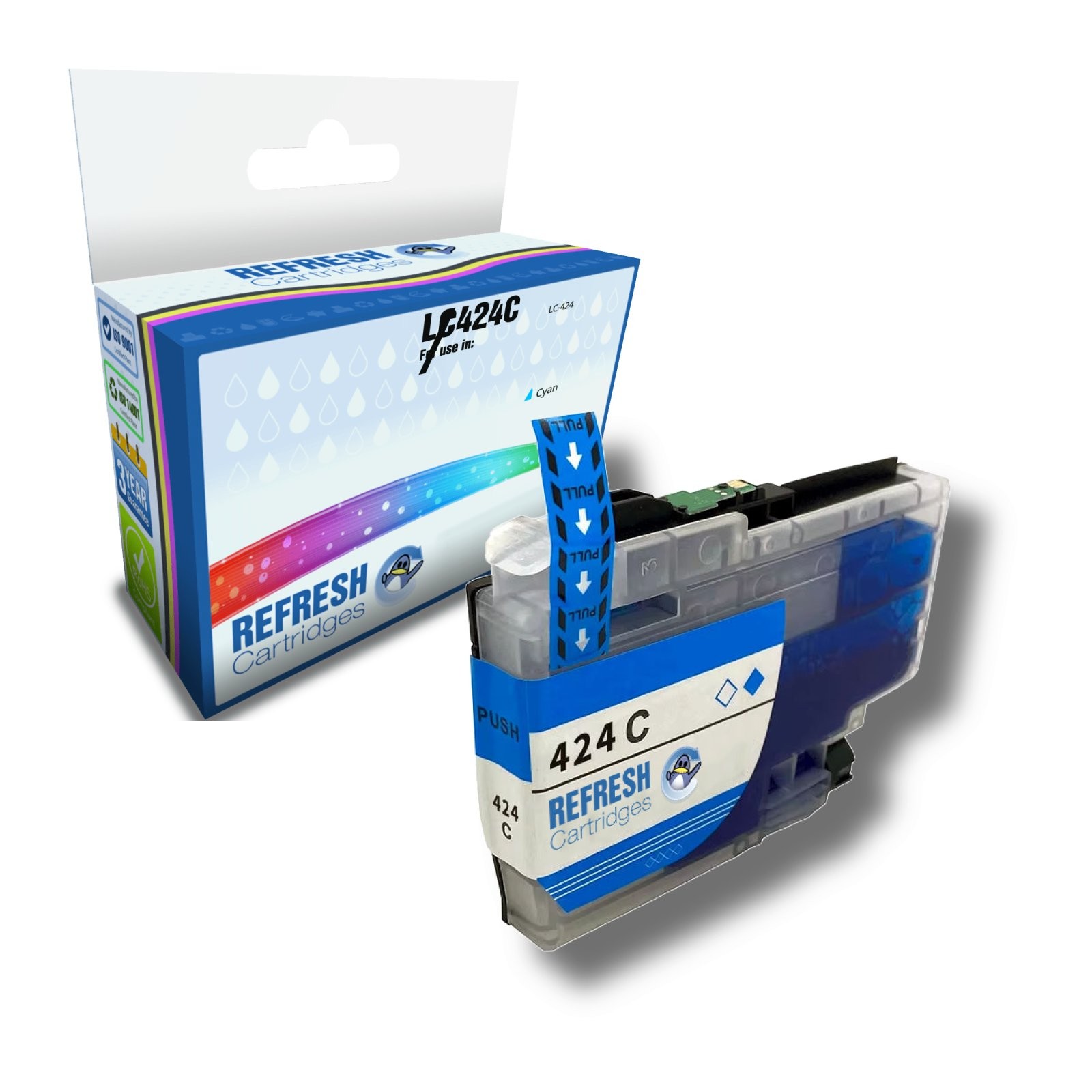 Refresh Cartridges Cyan LC424C Ink Compatible With Brother Printers