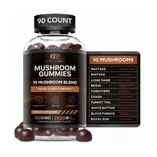 Mushroom Gummies 2500mg | 10 Blend w/Lions Mane, Reishi, Chaga, Cor... Fast Ship
