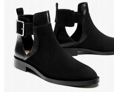 Zara Ankle Boots With Buckles Suede/leather Size 36 