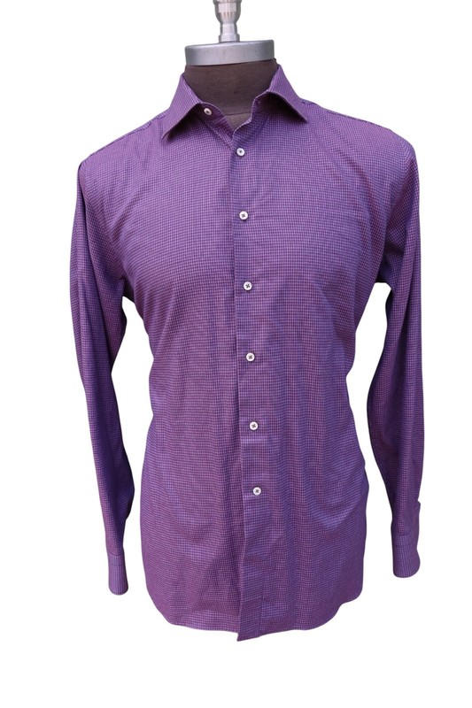 Canali 1934 Recent Impeccabile Purple Barrel Spread Dress Shirt SZ 44- 17.5