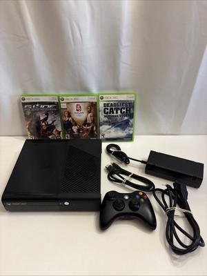 Xbox 360 E 1538 Console 4GB Bundle 1 Controller 3 Games Power, HDMI Tested Works