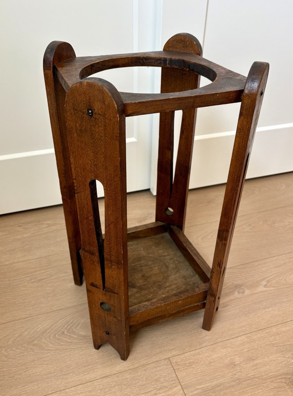 Antique Craftsman, Mission,  Arts And Crafts Umbrella Stand W/OG Drip Pan