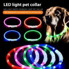 RECHARGEABLE LED Light-up Flash GLOW COLLAR Dog Pet Safety MICRO USB adjustable
