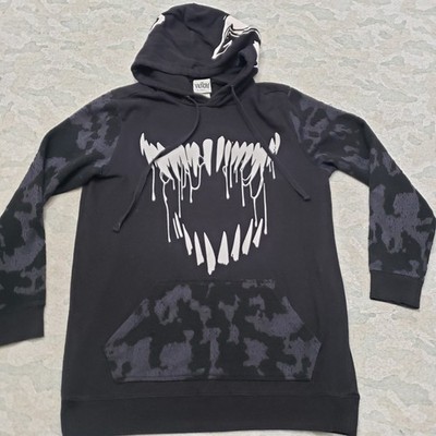 Marvel Venom Sweatshirt Womens Medium Black Hoodie Teeth