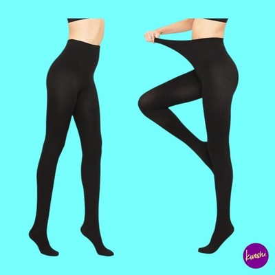 HA WA Damen Thermo Strumpfhose, 120 DEN, Fleece gefüttert, schwarz, UK L | EU 42-44