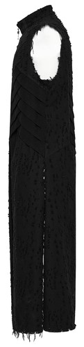 Gilet lungo Punk Rave uomo nero gotico punk invecchiato cerniera cosplay gilet - Foto 14 di 19