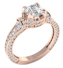 VS F 2.35Ct Lab Grown Diamond Solitaire Engagement Ring Prong Set 14K Rose Gold