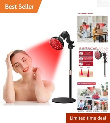 Luxurious Red Light Therapy Lamp with Adjustable Stand - 18 LEDs for Skin & P...