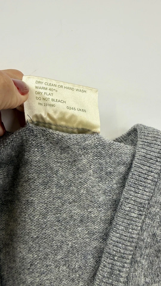 L.L.Bean свитер жилет мужской маленький серый ягненка шерсти V шеи пуловер сделано в Англии - Изображение 3 из 4