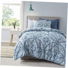 Bed in A Bag - Trendy Casual Design Cozy Comforter with Twin Damask Blue