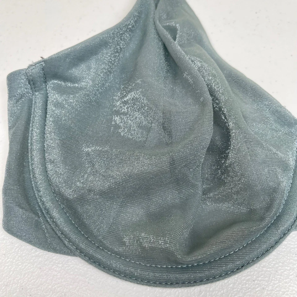 Donna Karan Intimates Shimmer Chiffon Grey Blue Full Coverage Bra 32D Semi Sheer - Image 2 of 4
