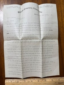 1920 letterhead Wataga Cemetery Association Wataga IL Robson Grant Temple