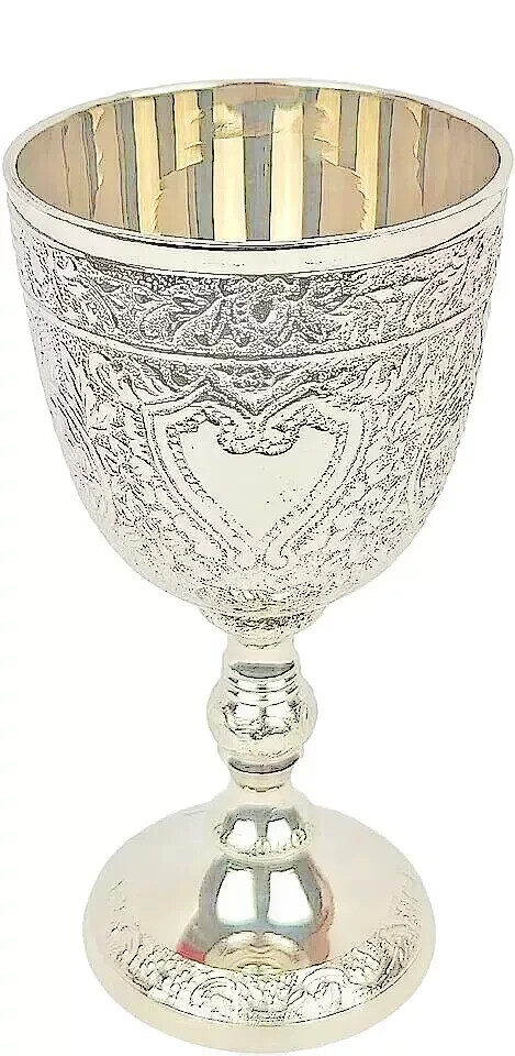 Cáliz de copa de latón plateado floral gótico vino romano copa romana vaso
