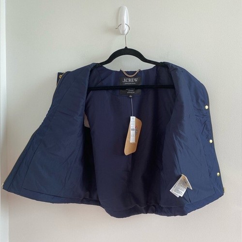 J. Crew Navy Blue Quilted Barn Vest With Corduroy Collar Size Small New With Tag - Picture 4 of 11
