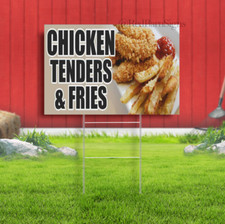 CHICKEN TENDERS FRIES Advertising Yard Sign fried hot fresh food