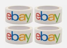 4 Rolls Official eBay Branded Logo BOPP Shipping Tape White New Sealed