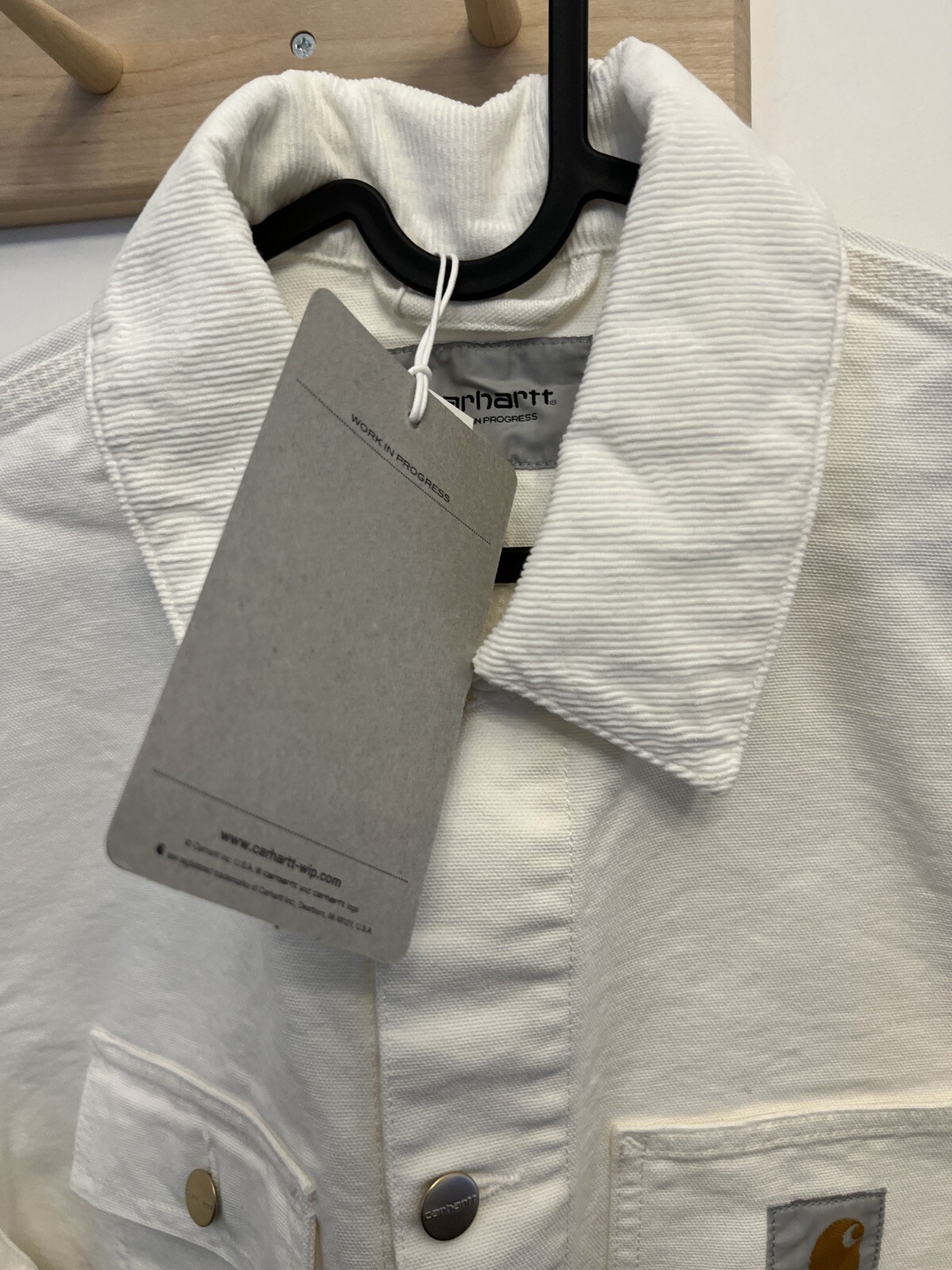 Carhartt WIP Work In Progress Michigan Chore Work Jacket White Mens L thumbnail 2