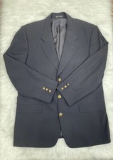 Yves Saint Laurent LOGO Buttons Black Blazer Mens 100 Worsted Wool