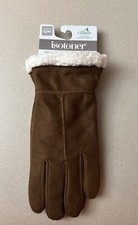 Isotoner Women's Smartdri Gloves W/ Sherpa Cuff Brown Cognac Size S/M NWT