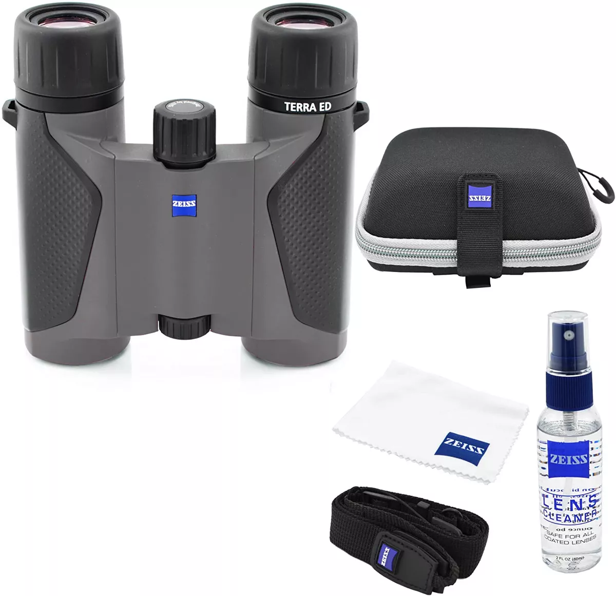 ZEISS 8x25 Terra ED Compact Binocular, Gray, with a 2oz Zeiss Lens Care Kit