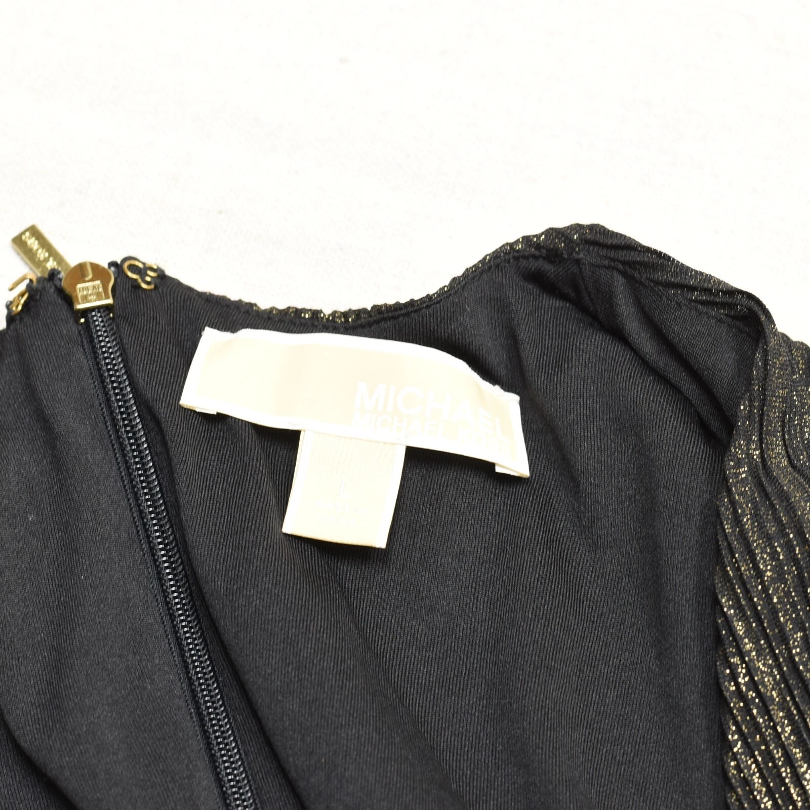 Abito donna Michael Kors aderente e svasato manica lunga poliestere multicolore scintillante L