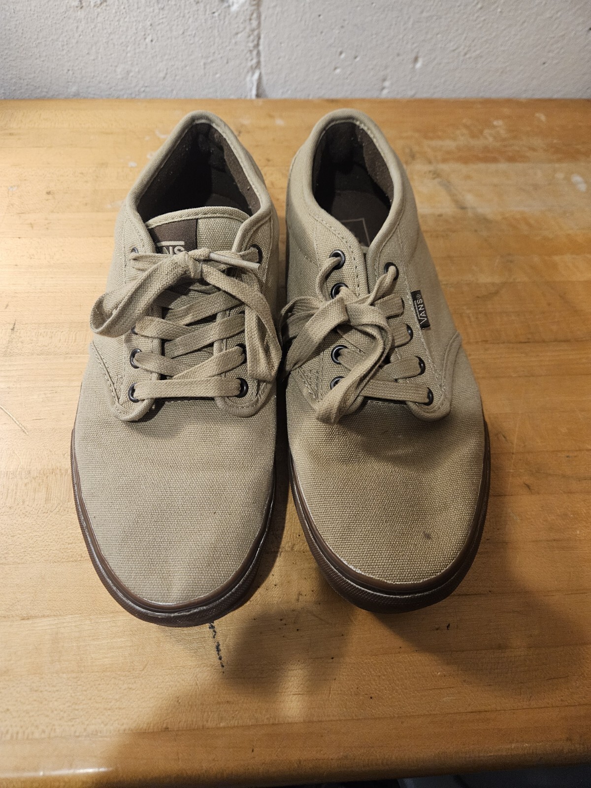 Vans Shoes Men Size 10.5 Tan Off The Wall Canvas Leather Lace Up