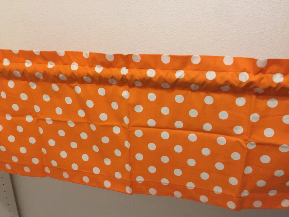 Orange W hite Polka Dot Retro Fall Window Curtain valance 42x14 ready to ship - Image 2 of 3