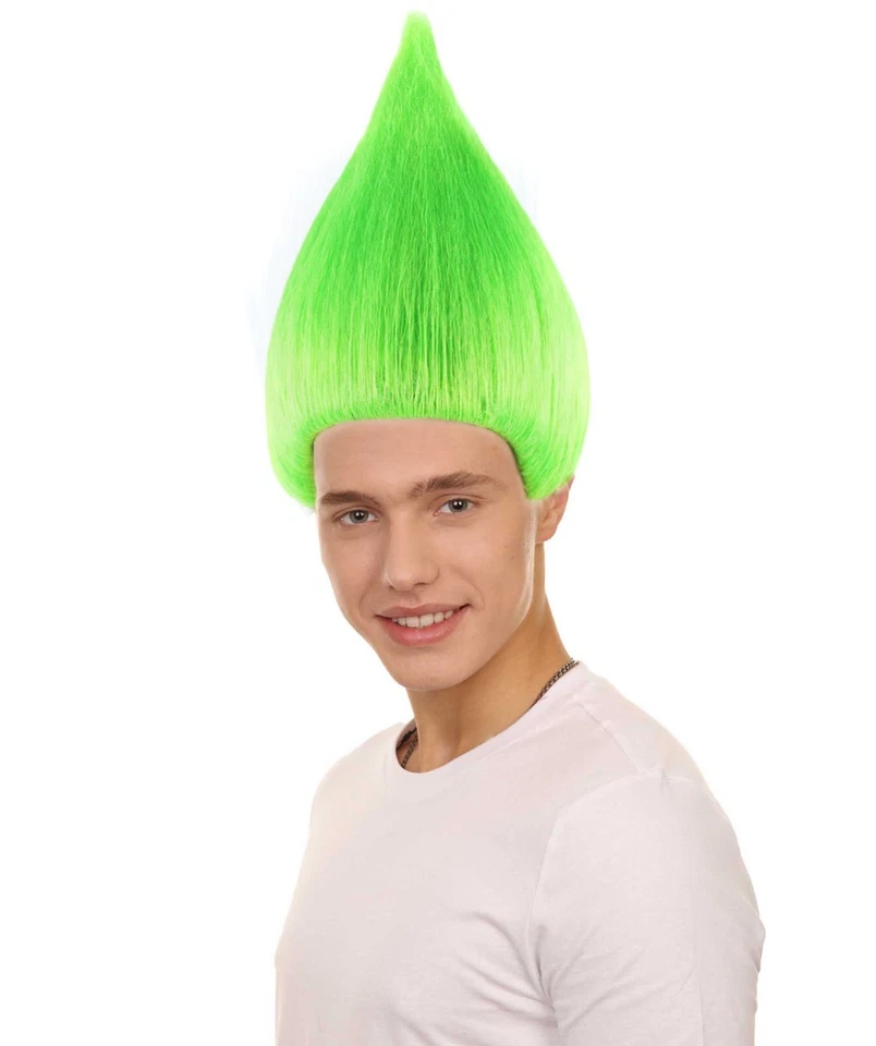 Peluca recta verde neón Juegos con disfraces Fiesta de Halloween Trolls Peluca de pie EE. UU. HM-076 Foto 3 de 4