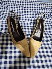 Donald J Pliner Lorey S4 Heel Pointed Toe Sz 6M Leather Tan Slingback