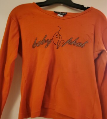 Baby Phat Women Orange Pull Over. S L , Like Med Size flaw May Be Able  Removed