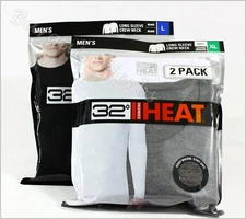 2 Pack Men's 32 Degree HEAT Base Layer Long Sleeve Crew Neck New Free Shipping