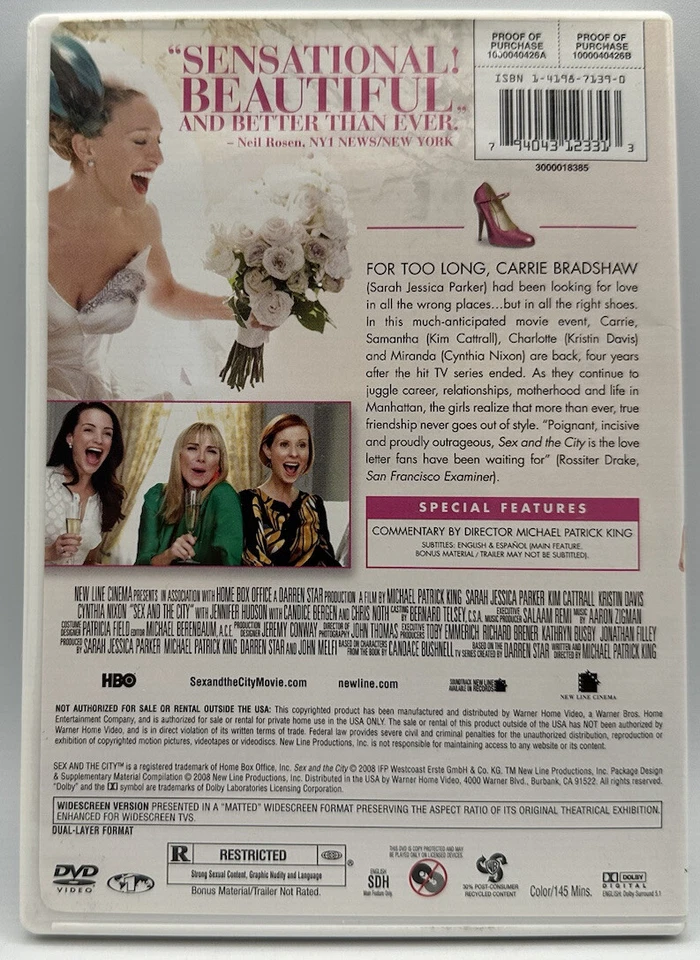Sex In The City The Movie DVD Widescreen Sarah Jessica Parker Kim Cattrall 2008 Foto 2 de 3