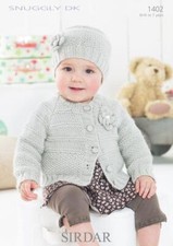 Sirdar Knitting Pattern - Snuggly DK, Cardie and Hat 1402