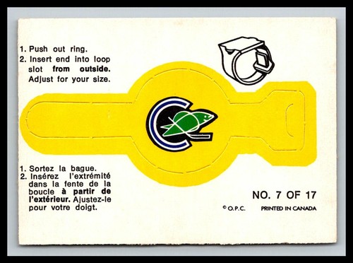 1973-74  OPC O PEE CHEE  RINGS  CALIFORNIA GOLDEN SEALS    23203 - Afbeelding 1 van 2