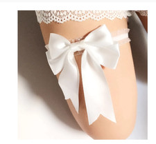 Bowknot Ribbon Solid Color Wedding Lace Garter Belt Thigh Ring Bridal Leg Garter